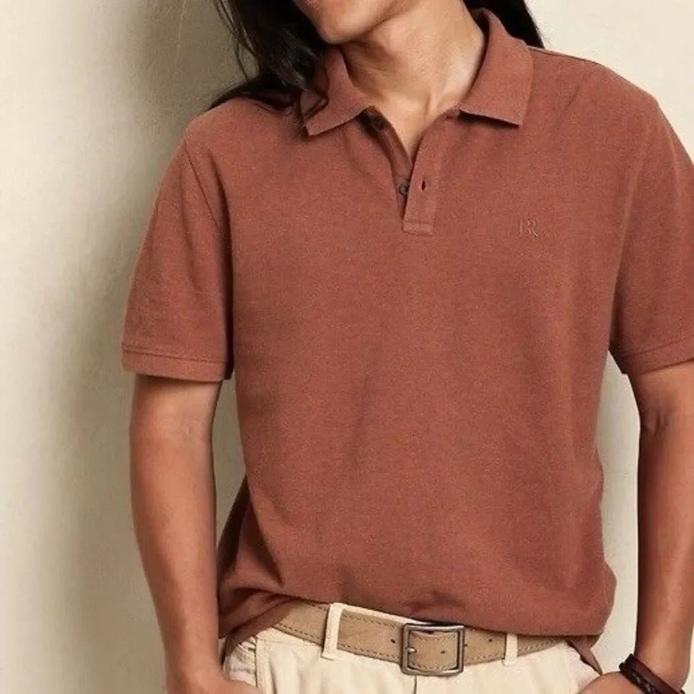 Banana Republic Polo Shirt XXL Pique Cotton Rust Preppy Normcore Classic Casual